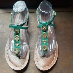 Coach Y2K Women's Wedge Sandals Blue with Turn locks - Size 9.5